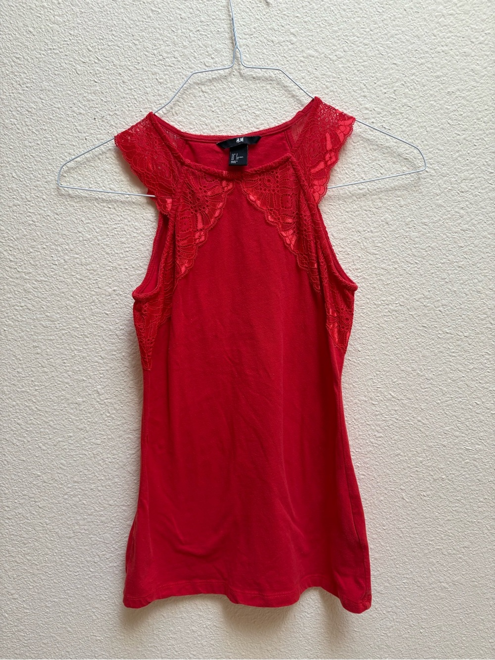 H&M Red Lace-Trim Tank Top